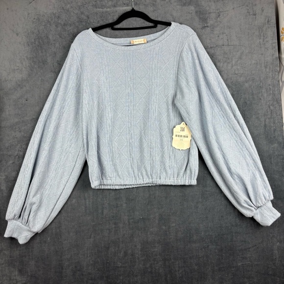 NWT Altar'd State Blue Relaxed Crew Neck Sweater Sz S - Picture 1 of 10